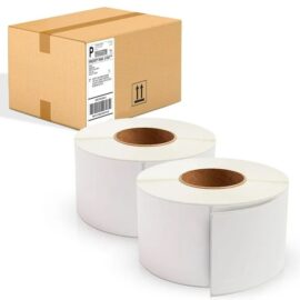 102mm x 210mm (4’x8′), 350 Label Rolls, 500 Labels Per Roll, 25mm Core, White, Permanent